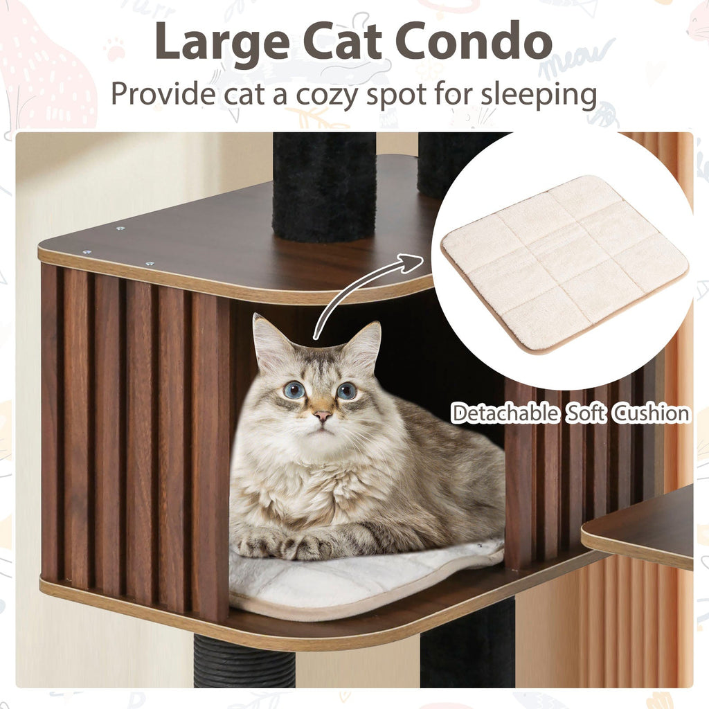 59.5-Inch 6-Level Cat Tree with Cushioned Top Perch and Condo