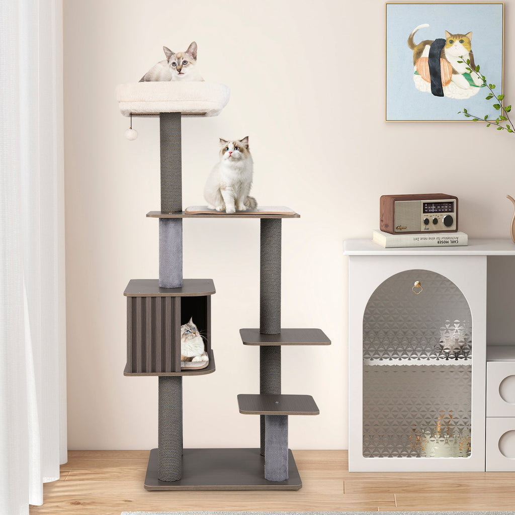 59.5-Inch 6-Level Cat Tree with Cushioned Top Perch and Condo