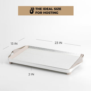 Nourhan- Serving Tray - Matt silver & beige
