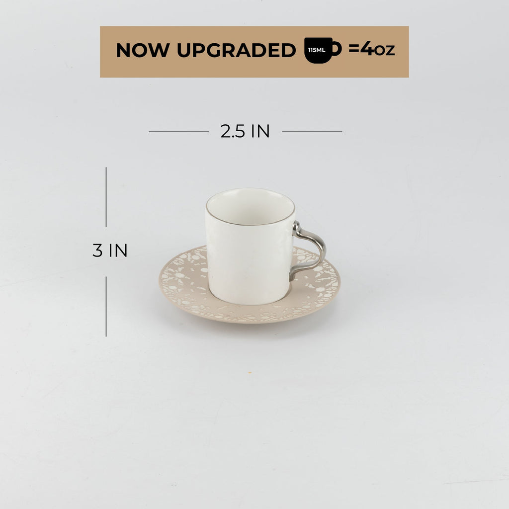 Nourhan - Espresso/Turkish Coffee Set (12-Pc) - Beige & Silver