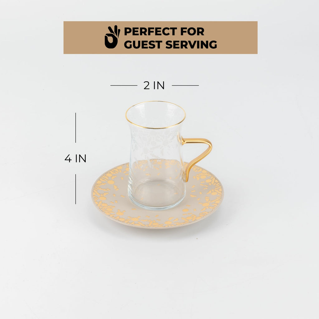Nourhan - Tea Set (19-Pc) - Beige & Gold