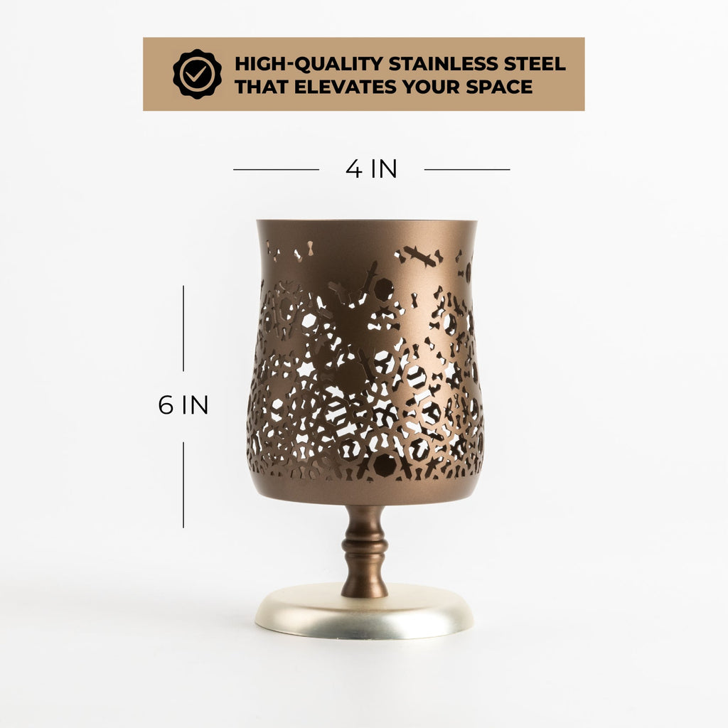Nourhan - Medium Candle Holder - Bronze & Silver