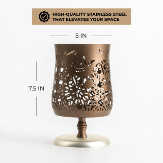 Nourhan - Large Candle Holder - Bronze & Silver