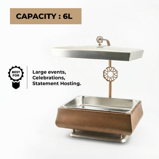Nourhan - 6L Premium Rectangular Chafer - Bronze & Silver