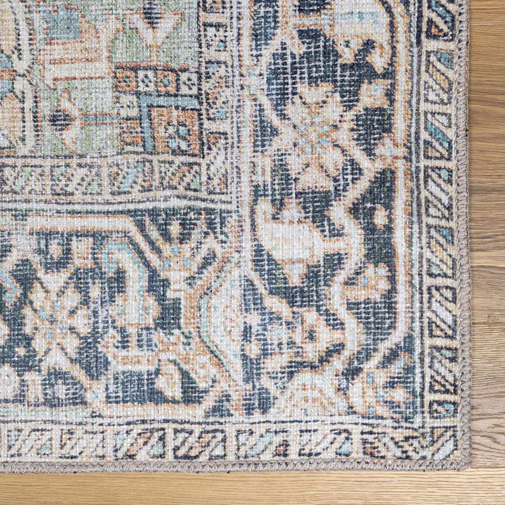 Green Nisa Tumble Dry Washable Rug – Easy Care Soft Area Carpet