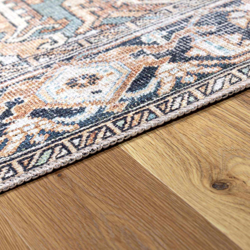 Green Nisa Tumble Dry Washable Rug – Easy Care Soft Area Carpet