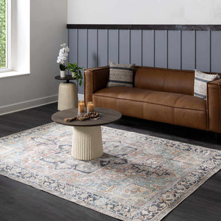 Green Nisa Tumble Dry Washable Rug – Easy Care Soft Area Carpet