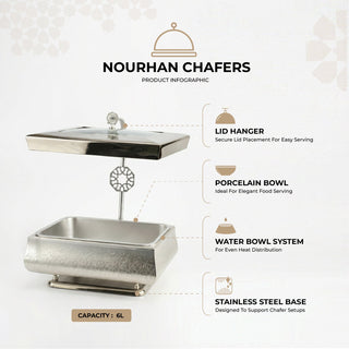 Nourhan - 6L Premium Rectangular Chafer - Silver