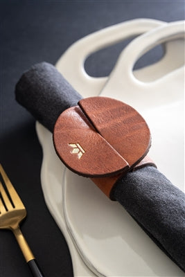 Leather Napkin Rings – Set of 4 in Vintage Black, Brown, or Cognac | Dutchdeluxes