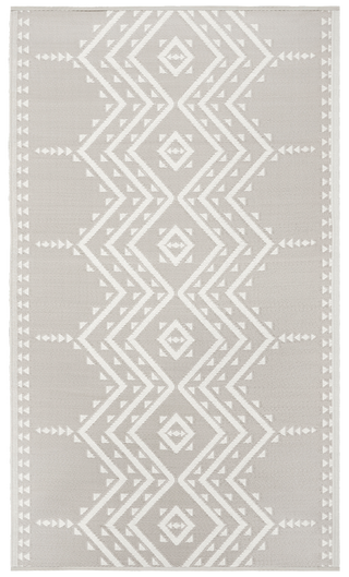 Ojai Beige Aztec Reversible Outdoor Patio Rug
