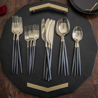 Cambridge Gaze Black Champagne Satin 20-Piece Flatware Set, 18/0 stainless steel (view 2)
