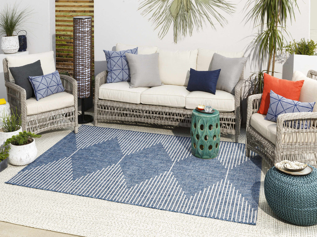 Stephan Navy Outdoor Rug – Durable Weather-Resistant Patio Carpet