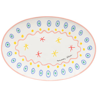 Costa Nova Summer Bliss Oval Platter – White Fine Stoneware Serving Platter