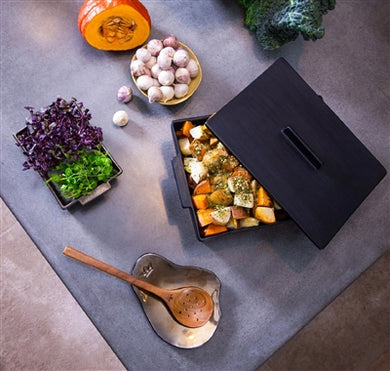 Ceramic Oven Dish with Cork Lid – Black Matte | Medium Square or Large Rectangular