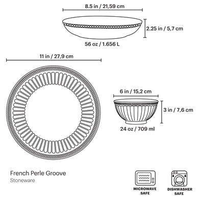 Lenox French Perle Groove White 12-Piece Dinnerware Set, stoneware (view 2)