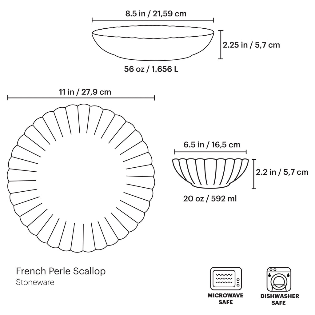 Lenox French Perle Scallop White 12-Piece Dinnerware Set, stoneware (view 10)
