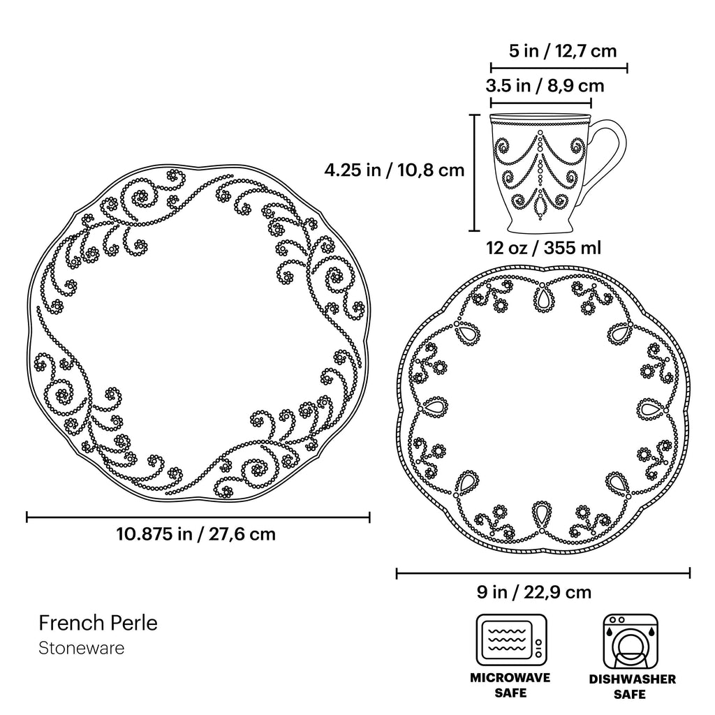 Lenox French Perle White 12-Piece Dinnerware Set, stoneware (view 5)