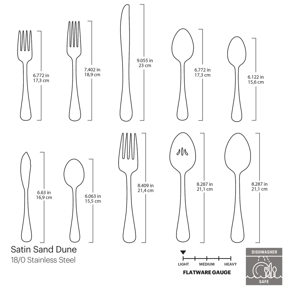 Oneida Satin Sand Dune 45-Piece Flatware Set, 18/0 stainless steel (view 3)