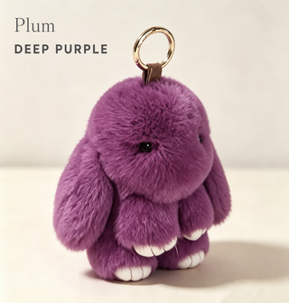Bunny Lulu Rex Fur Key Chain Gift Set with Vintage Tin or Drawstring Bag