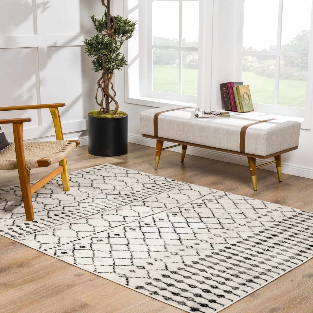 Scandi Moroccan Trellis Rug – Patterned Washable Living Room Carpet