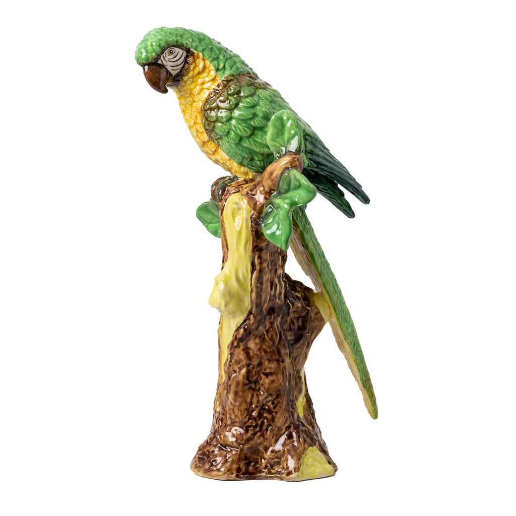 Hand-Painted Ceramic Parrot Sculpture – Decorative Tropical Bird Accent