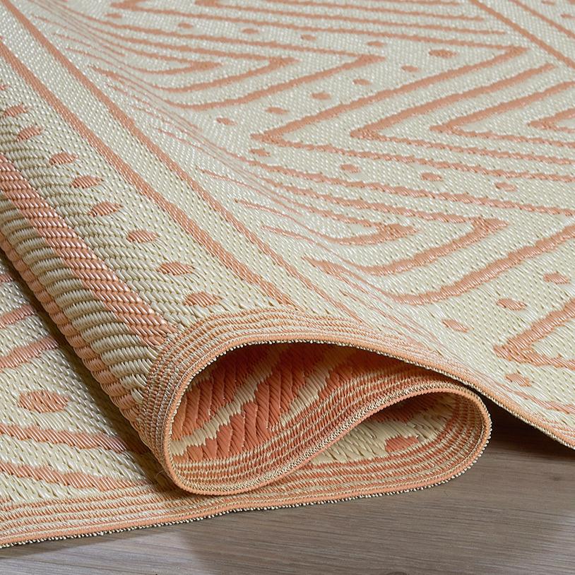 Patan Coral Chevron Reversible Outdoor Patio Rug