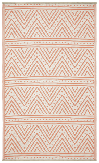 Patan Coral Chevron Reversible Outdoor Patio Rug