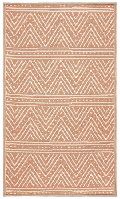 Patan Coral Chevron Reversible Outdoor Patio Rug