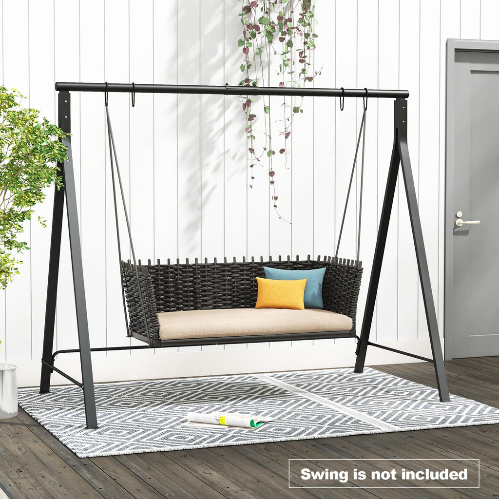A-Frame Metal Patio Swing Stand with Dual Hanging Options – Black