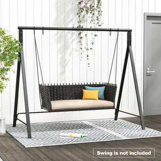 A-Frame Metal Patio Swing Stand with Dual Hanging Options – Black