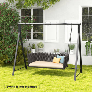 A-Frame Metal Patio Swing Stand with Dual Hanging Options – Black