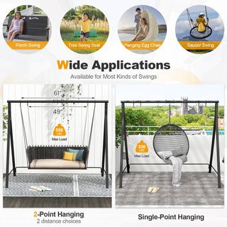 A-Frame Metal Patio Swing Stand with Dual Hanging Options – Black