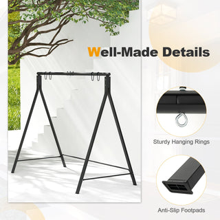 A-Frame Metal Patio Swing Stand with Dual Hanging Options – Black