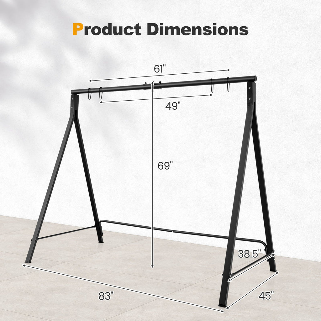 A-Frame Metal Patio Swing Stand with Dual Hanging Options – Black