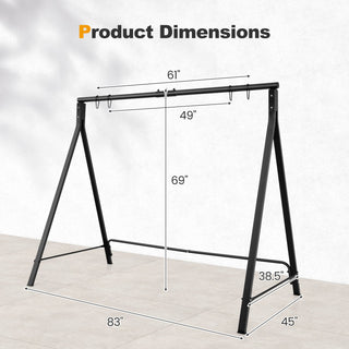 A-Frame Metal Patio Swing Stand with Dual Hanging Options – Black