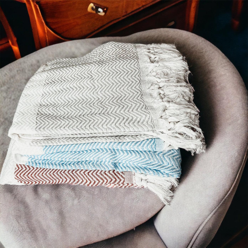 Chevron Turkish Cotton Towel – Diamond or Stripe Design (200 GSM, 40