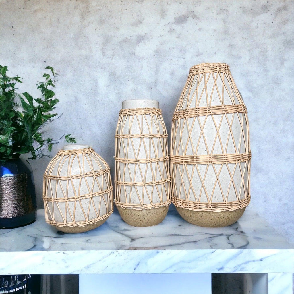 Madison Willow Vase Set – Handwoven Willow & Ceramic Decorative Vases