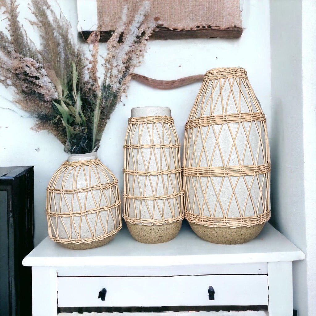 Madison Willow Vase Set – Handwoven Willow & Ceramic Decorative Vases