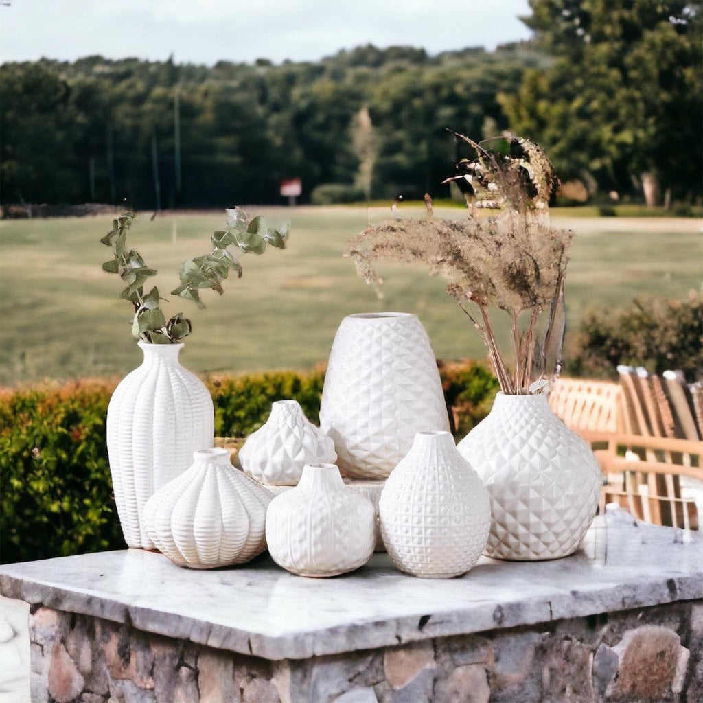 Whitney Artisan White Ceramic Vases – Sculptural Collection