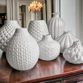 Whitney Artisan White Ceramic Vases – Sculptural Collection