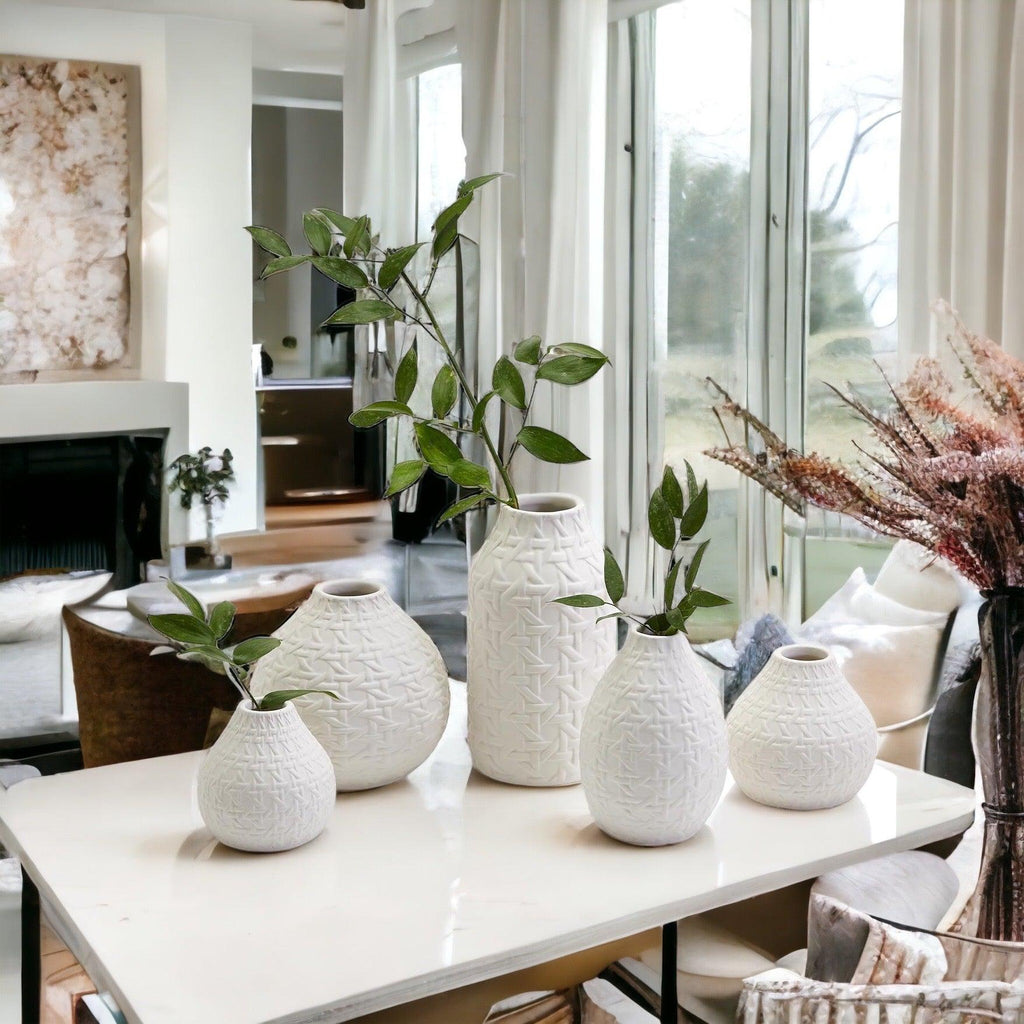 Madison Cane Web Ceramic Vases – Embossed Modern Collection