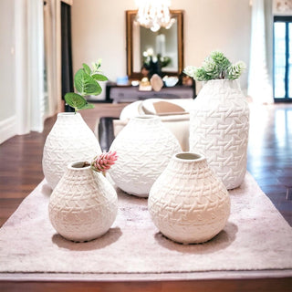 Madison Cane Web Ceramic Vases – Embossed Modern Collection