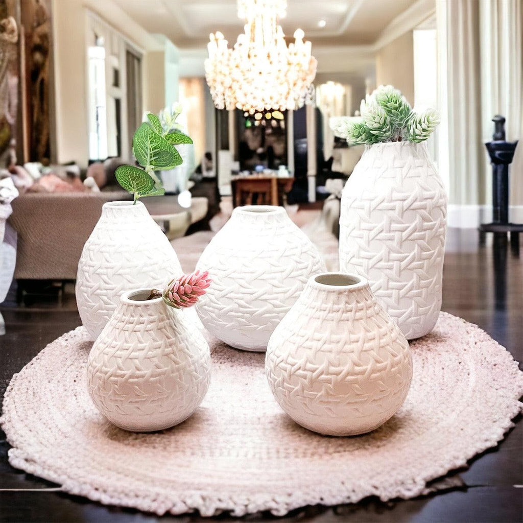 Madison Cane Web Ceramic Vases – Embossed Modern Collection