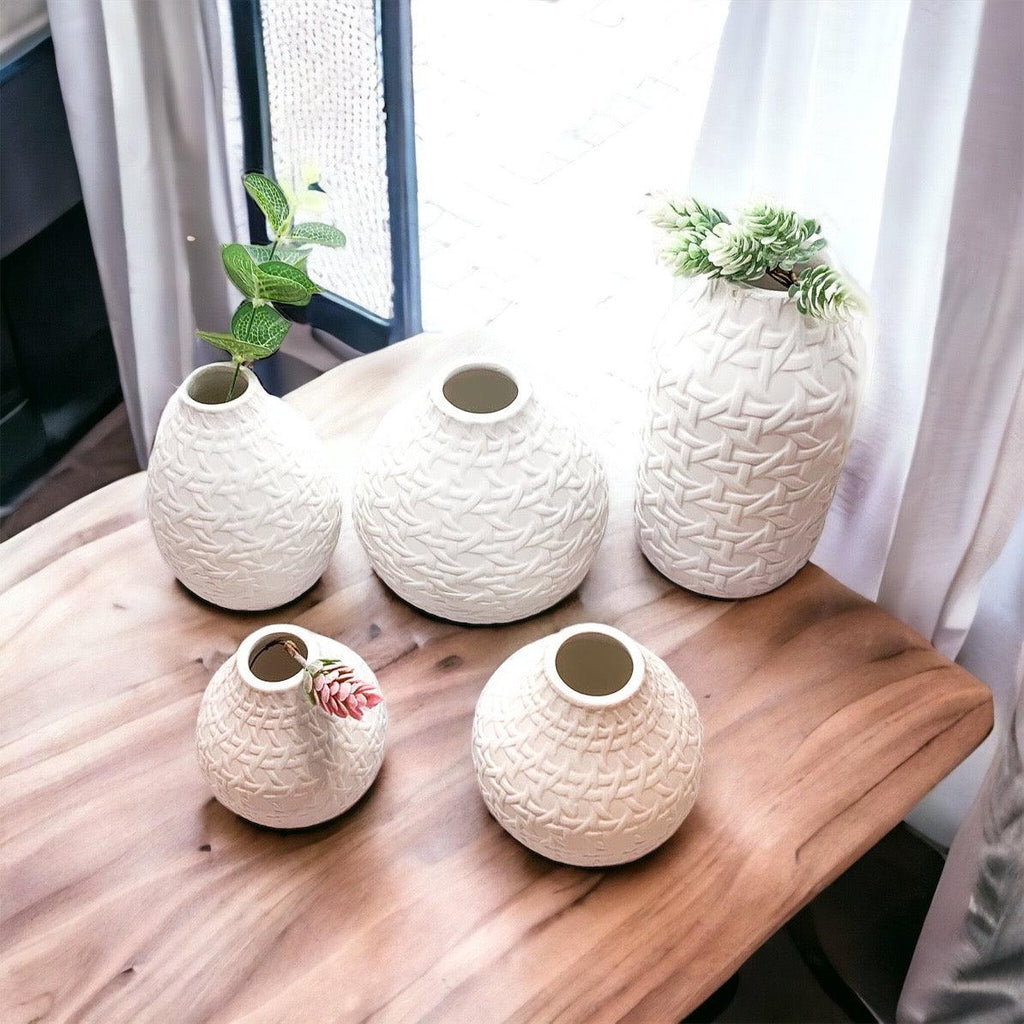 Madison Cane Web Ceramic Vases – Embossed Modern Collection