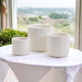 Madison Cane Web Ceramic Vases – Embossed Modern Collection