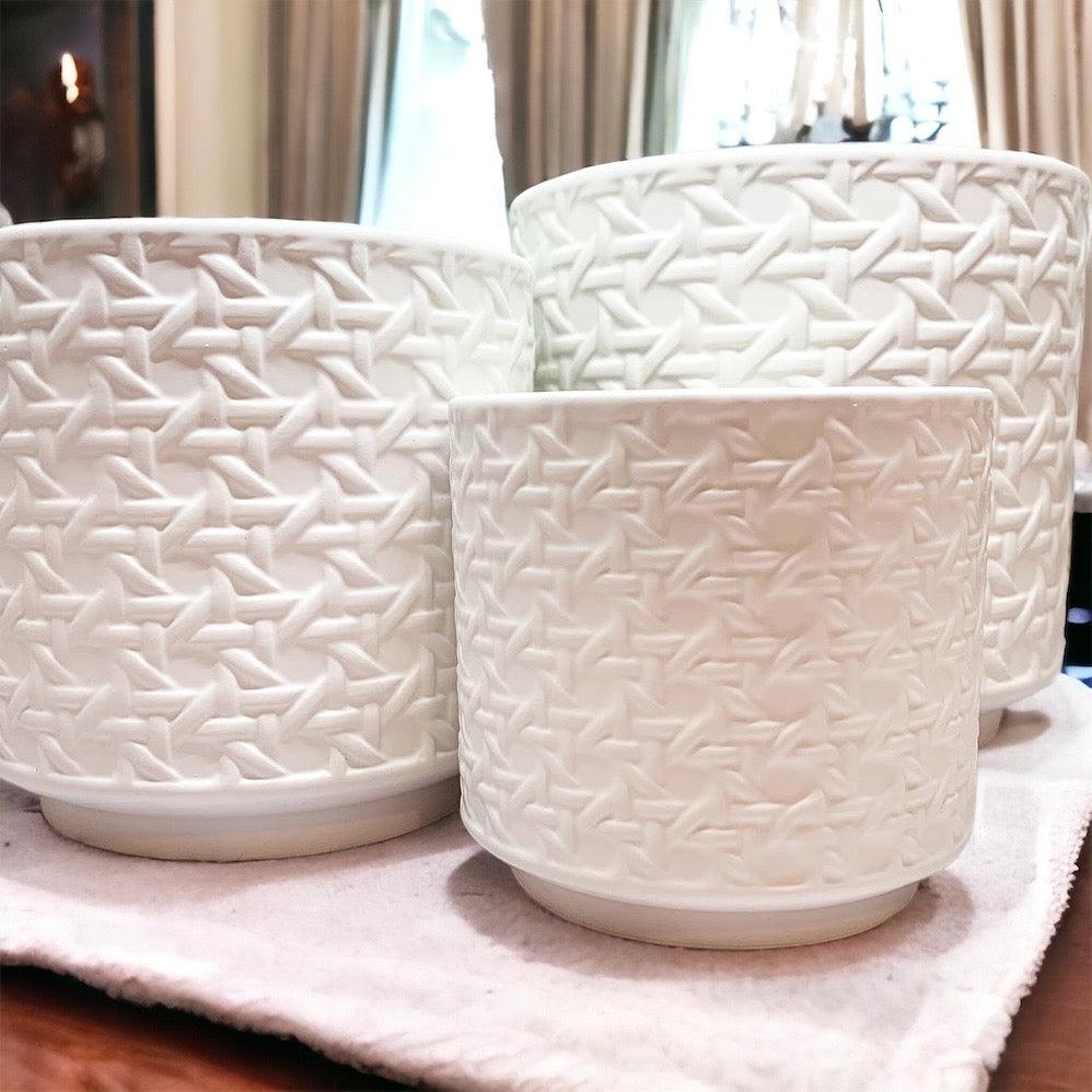 Madison Cane Web Ceramic Vases – Embossed Modern Collection