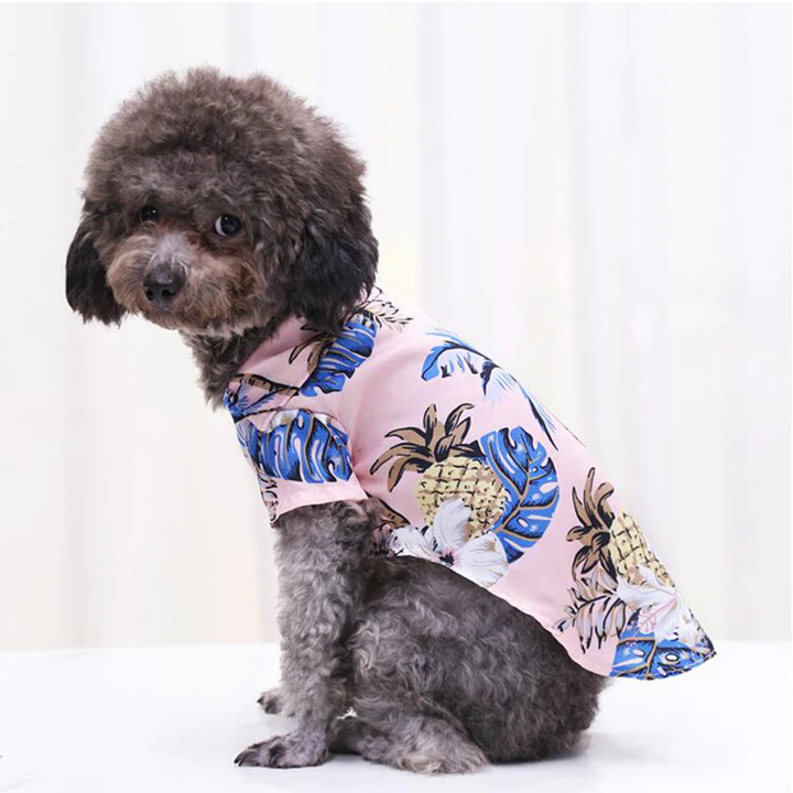 Hawaiian Pet Dog Summer Shirt – Coconut Tree & Pineapple Print