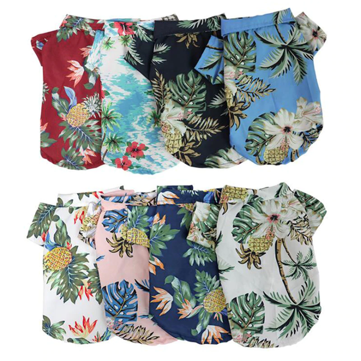Hawaiian Pet Dog Summer Shirt – Coconut Tree & Pineapple Print