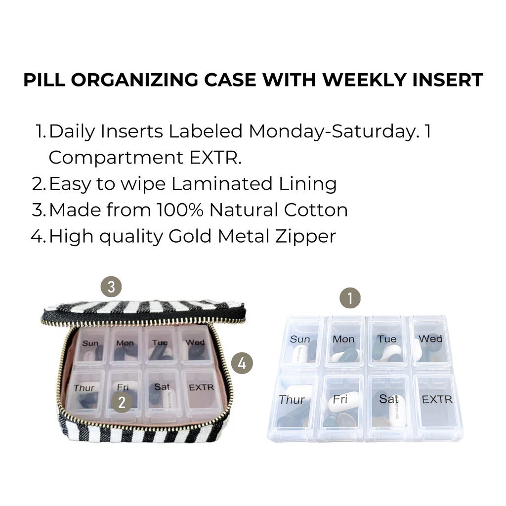 Weekly Pill Organizer Case – Small – Striped