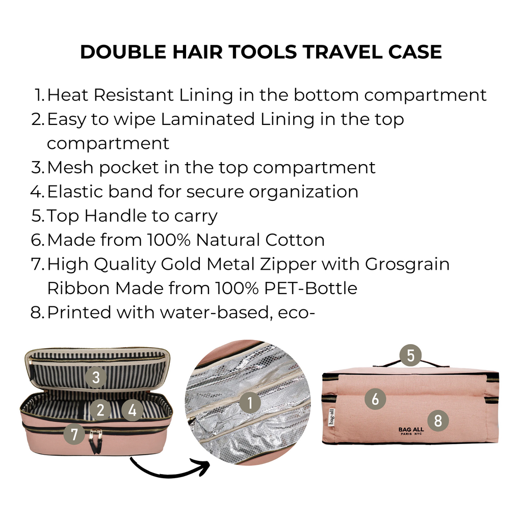 Double Hair Tools Travel Case – Pink/Blush